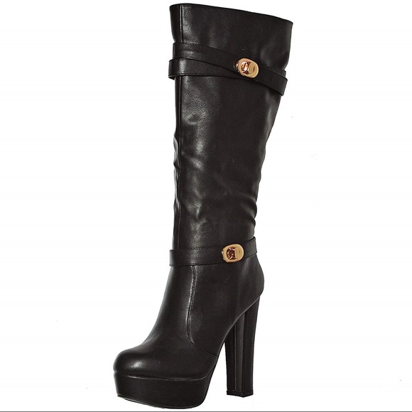 Mid-Calf Chunky Heel Platform Boot - Picture 1 of 5